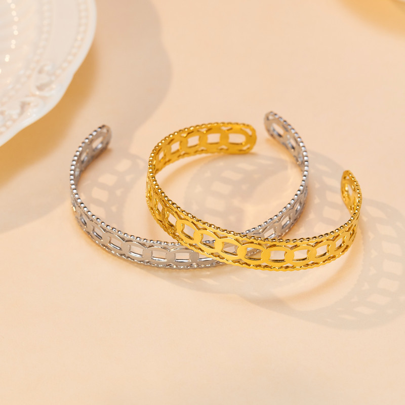 American Personalized Open All-Matching Hollow Bracelet Cross-Border Fashion Ins Style Stainless Steel Bracelet for Women