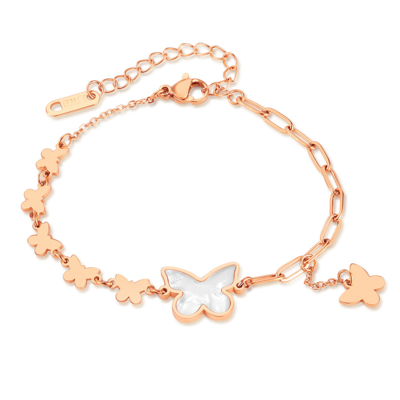 Hot Sale Niche Personality Temperament Stainless Steel Shell Butterfly Pendant All-Match Bracelet