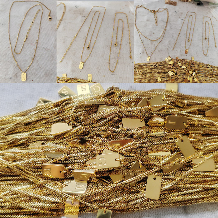 Gold Initial Necklaces for Women Non Tarnish 14K Gold Dainty Square Letter Pendant Necklace Waterproof A-Z Trendy Name Necklace