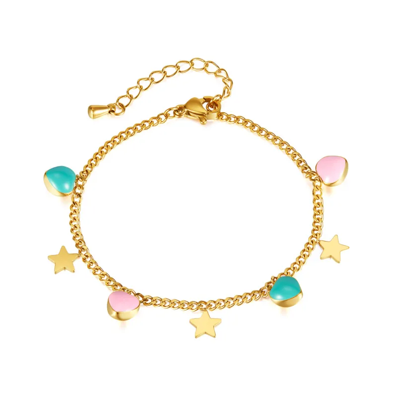 Cross-Border Hot Sale Fashion Design Stainless Steel XINGX Bracelet Candy Contrast Color Peach Heart Bracelet Titanium Steel