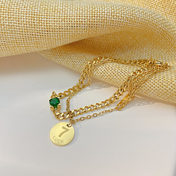 Style Titanium Steel Cuban Link Chain Bracelet Wholesale Personalized Double-Layer Lucky round Stainless Steel Bracelet