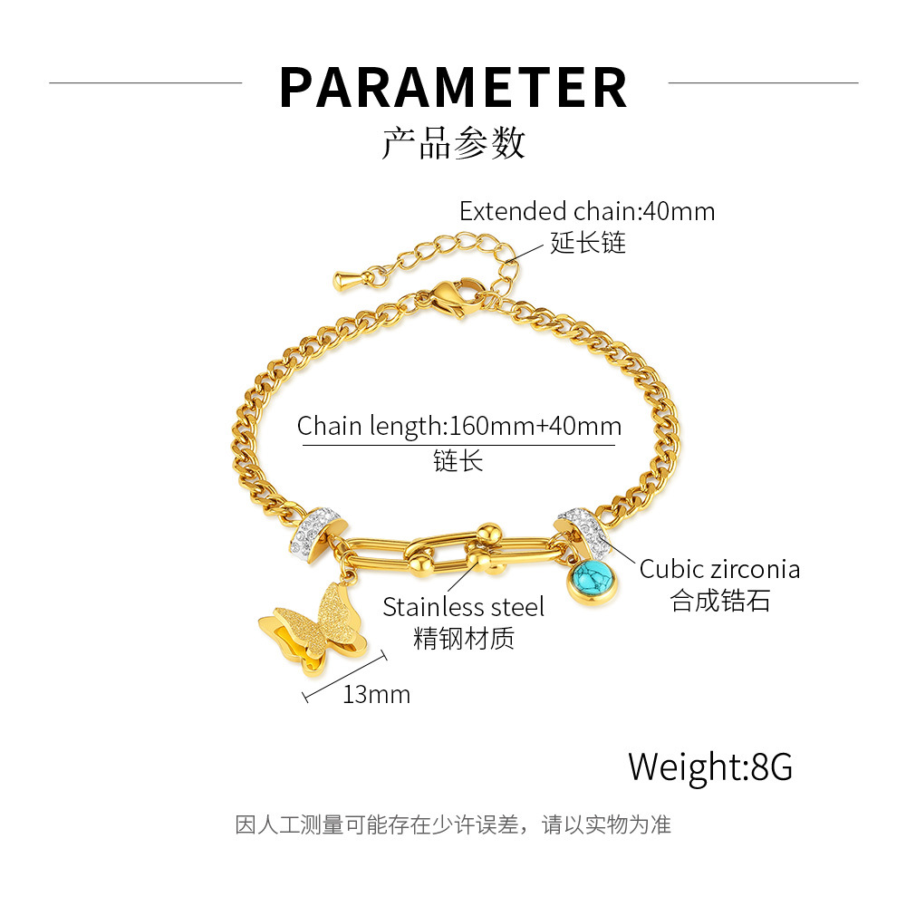 America Cross Border Retro Hot Selling Stainless Steel Gold Plated Three-Dimensional Butterfly Elegant Bracelet for Women