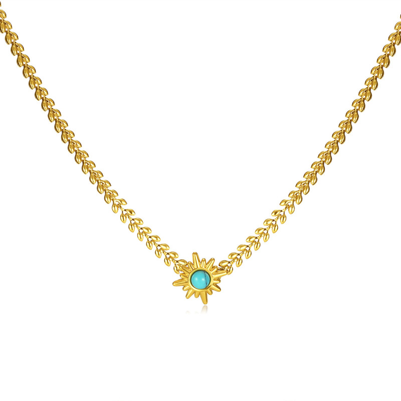 Niche Personality Design Stainless Steel Sunflower Pendant Temperament Wild Clavicle Chain