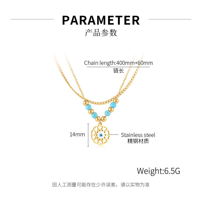 Cross-Border New Arrival Titanium Steel Double Layer Twin Clavicle Chain Wholesale Stainless Steel Hexagram Necklace Women