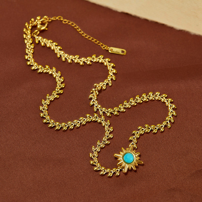 Niche Personality Design Stainless Steel Sunflower Pendant Temperament Wild Clavicle Chain