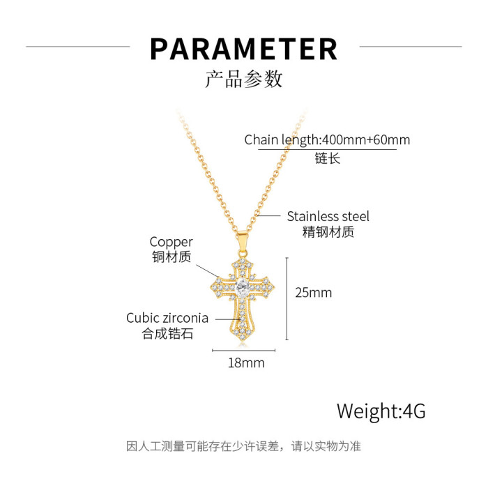 American INS Special Interest Light Luxury All-Match Cross Foreign Trade Fashion High-Grade Stainless Steel Necklace