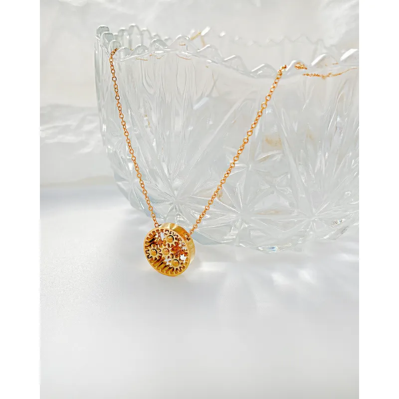 Women's Korean-Style Fashionable All-Match Stainless Steel Gear Pendant Online Influencer Refined Simple Titanium Steel Necklace