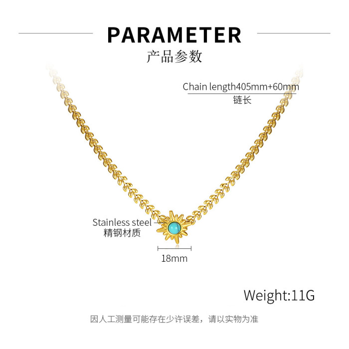 Niche Personality Design Stainless Steel Sunflower Pendant Temperament Wild Clavicle Chain