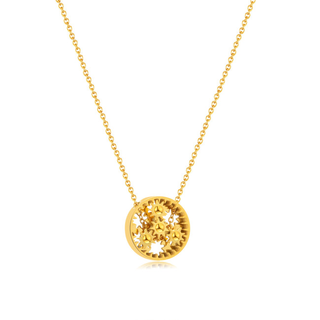 Women's Korean-Style Fashionable All-Match Stainless Steel Gear Pendant Online Influencer Refined Simple Titanium Steel Necklace