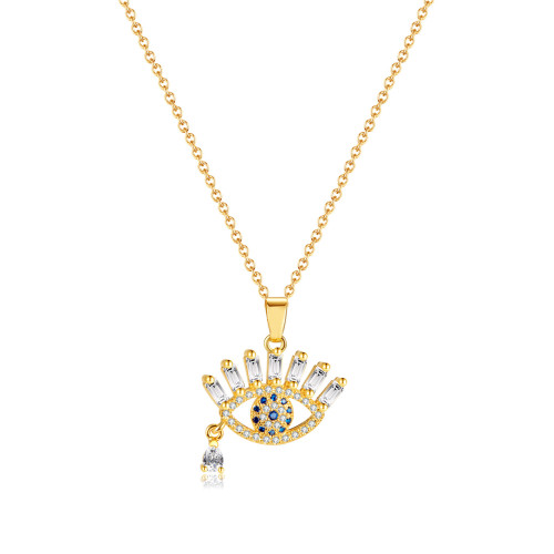 Hot Sale Irregular Zircon Eye Pendant Wholesale Personalized Stainless Steel Devil's Eye Necklace