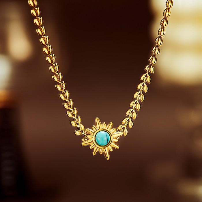 Niche Personality Design Stainless Steel Sunflower Pendant Temperament Wild Clavicle Chain