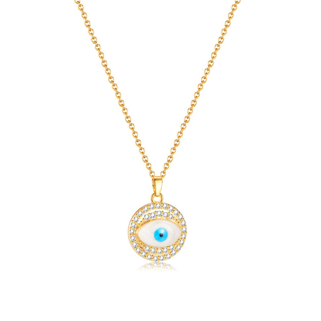 Fashion Copper-Plated Gold-Color Devil's Eye Pendant Special Interest Light Luxury High-Grade Stainless Steel Necklace