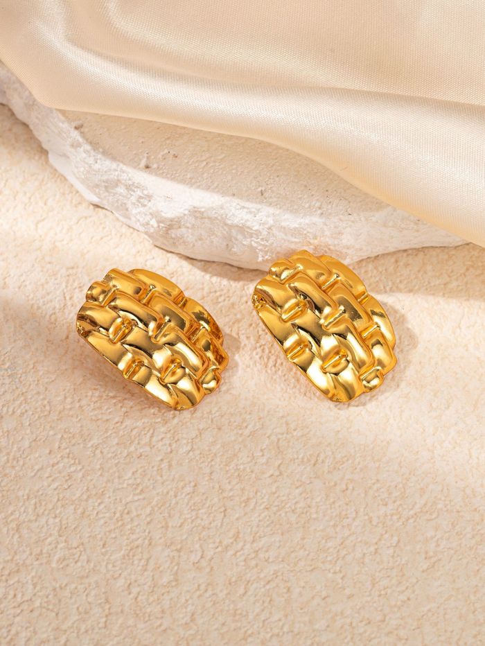18K Vintage Premium Titanium Steel No Fading Pleated Texture Earrings Refined Earrings Women