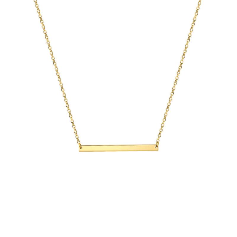 Elegant Classic Women's Party Necklace, Stainless Steel  Long Bar Design with 18K Gold Plating Fine Chain