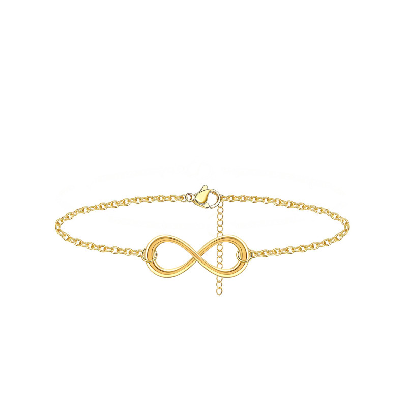 Colorfast Stainless Steel Single-Layer Infinite Symbol 18K Gold Plated Bracelet for Women