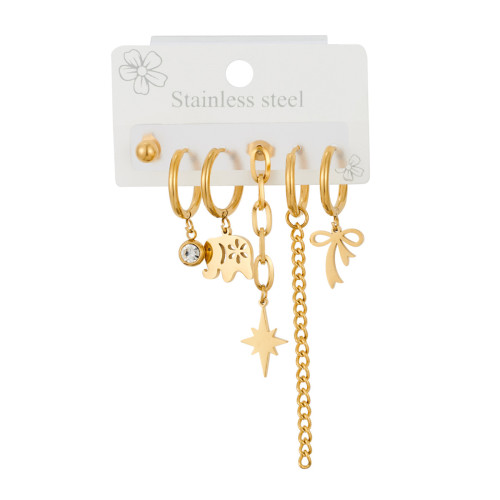 Stainless Steel 18k Gold Plated Earrings Simple Fashion Hollowed-out Stars Sun Pendants Earrings for women gift