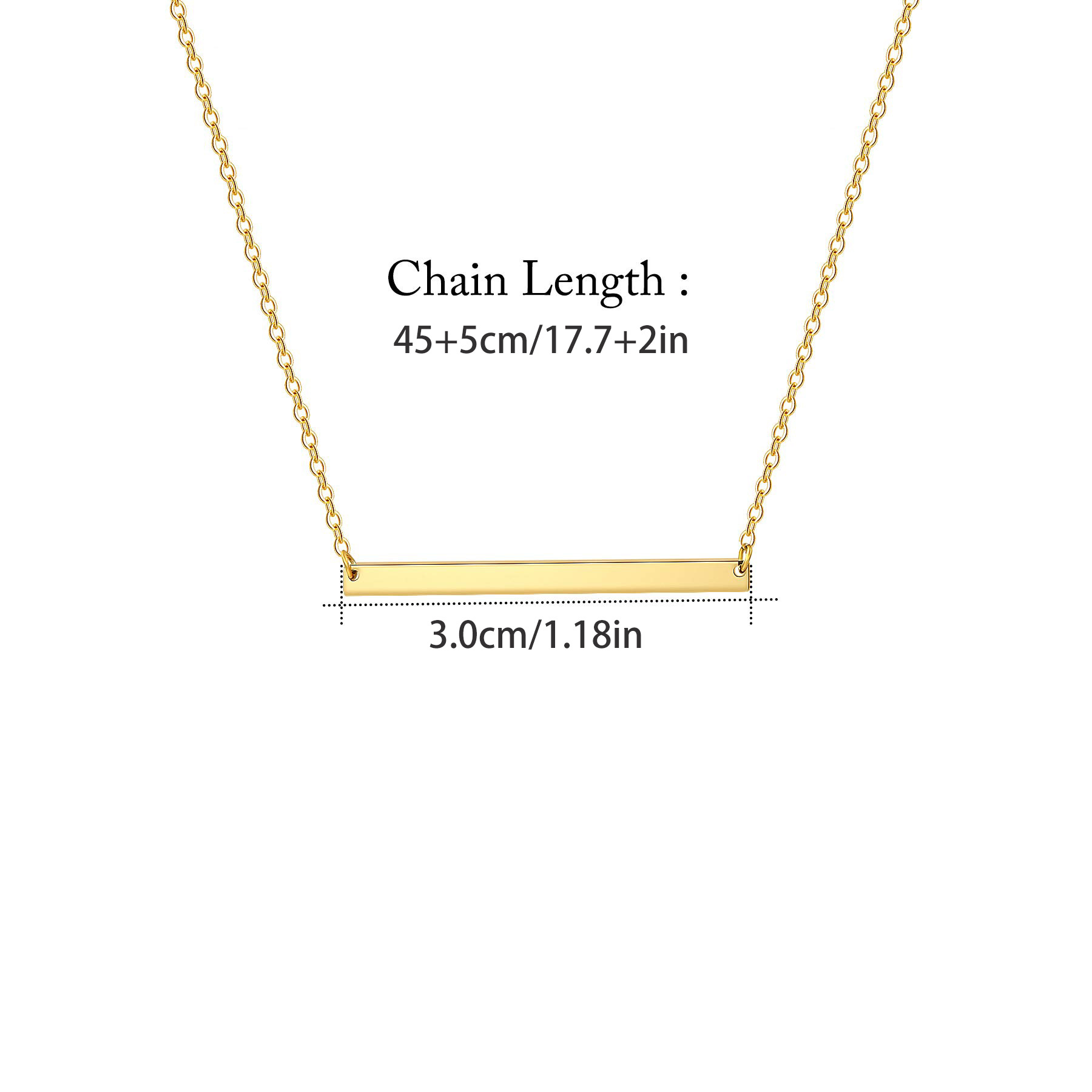 Elegant Classic Women’s Party Necklace, Stainless Steel  Long Bar Design with 18K Gold Plating Fine Chain