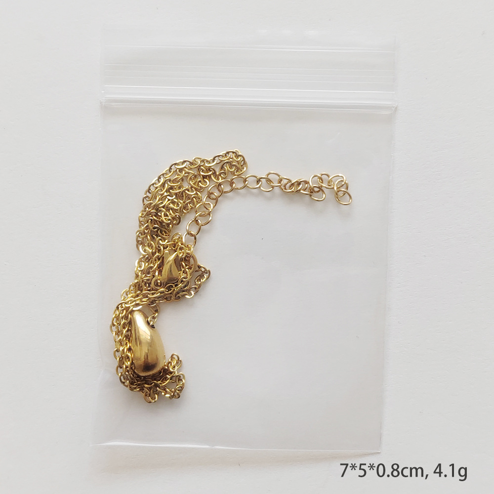 Cute Water Drop Necklace Mini 18K Gold Plated  Stainless Steel Tear Drop Non-Fading Water Drop Necklace3