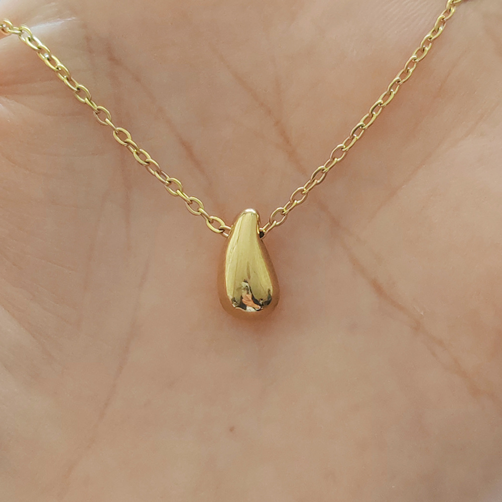 Cute Water Drop Necklace Mini 18K Gold Plated  Stainless Steel Tear Drop Non-Fading Water Drop Necklace4
