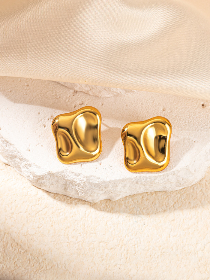 18K Vintage Premium Titanium Steel No Fading Pleated Texture Earrings Refined Earrings Women