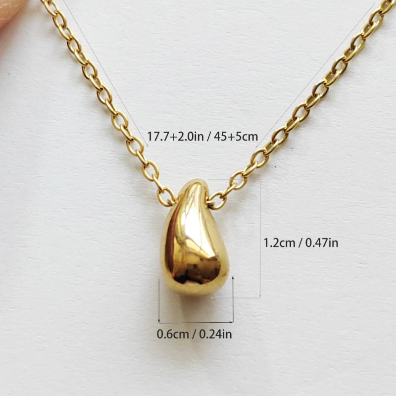 Cute Water Drop Necklace Mini 18K Gold Plated  Stainless Steel Tear Drop Non-Fading Water Drop Necklace