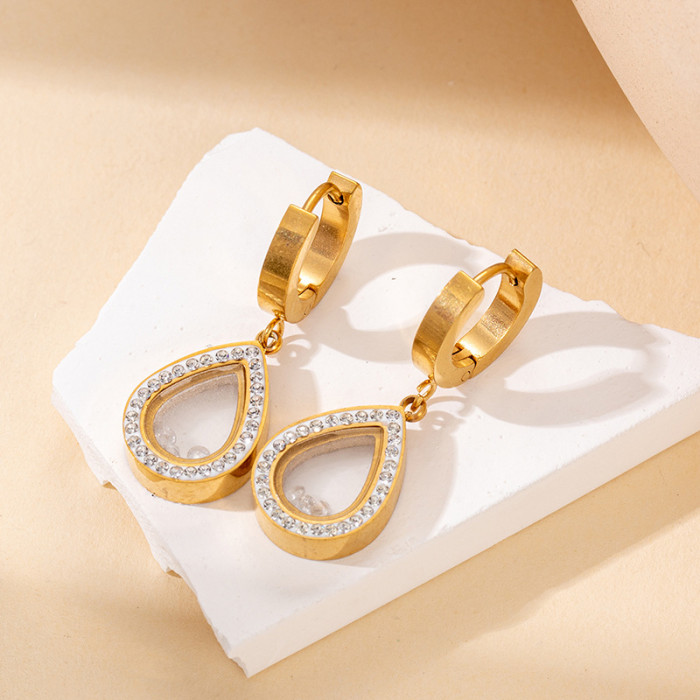 Classic Chic Dainty Elegant 18K Gold Plated Stainless Steel Heart Drop Earring for Women Stylish Festival Casual Jewelry Gift