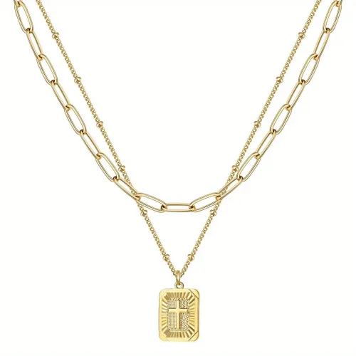 Simple Classic Elegant Chic Fashion Luxury Hypoallergenic Stainless Steel Multi-Layer Cross Necklace for Women Jewelry Gift