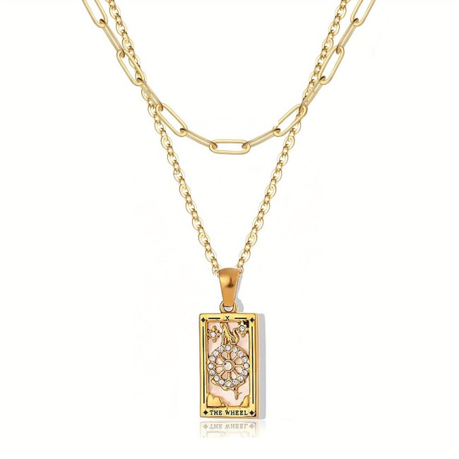 Classic  Chic Elegant 18K Gold pated Stainless Steel Multi-Layer Tarot Card  Necklace  Adjustable Festival Casual Jewelry Gift