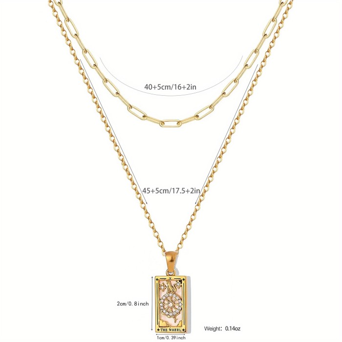 Classic  Chic Elegant 18K Gold pated Stainless Steel Multi-Layer Tarot Card  Necklace  Adjustable Festival Casual Jewelry Gift