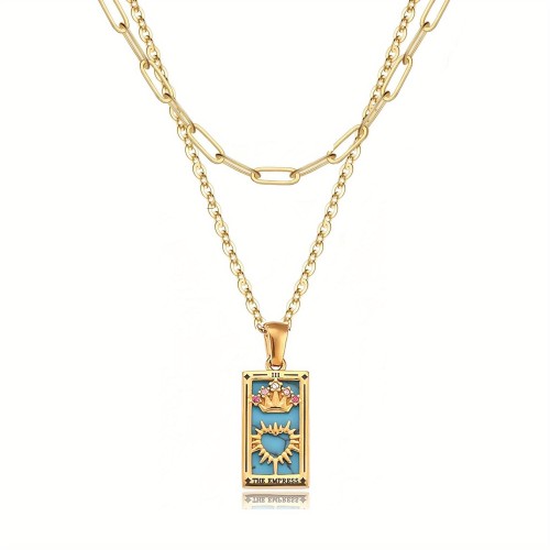 Chic Elegant 18K Gold Plated Stainless Steel THALO Vintage Necklace Stacking Elements Popular Pendant Ornaments Jewelry Gift