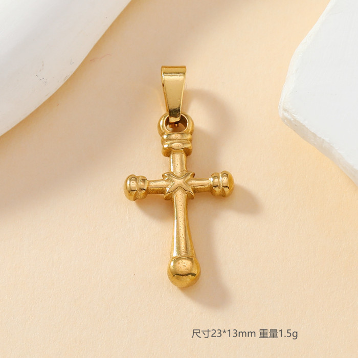 Classic Chic Dainty Elegant 18K Gold Plated Stainless Steel Cross Heart Pendant Wholesale Handmade DIY Jewelry Access...