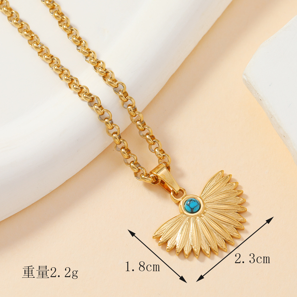 Chic Dainty Elegant 18K Gold Plated Stainless Steel Pendant with Colored Natural Stone Handmade DIY Jewelry Accessories