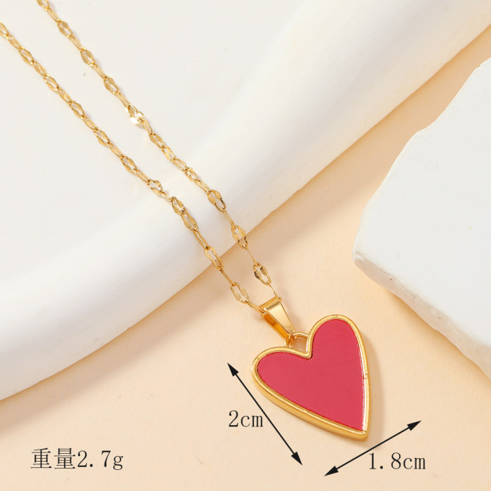 Classic Refined Elegant Women Drop Oil LOVE Love Pendant Necklace Handmade DIY Jewelry Accessories