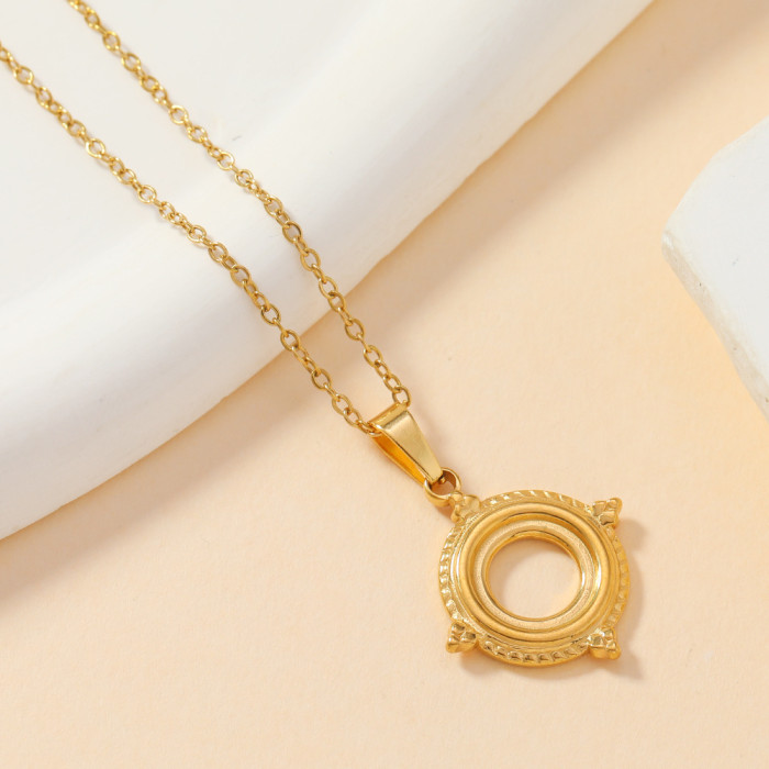18K Gold Plated Stainless Steel Wheat Pendant Geometric Hollow Square Necklace DIY Accessories