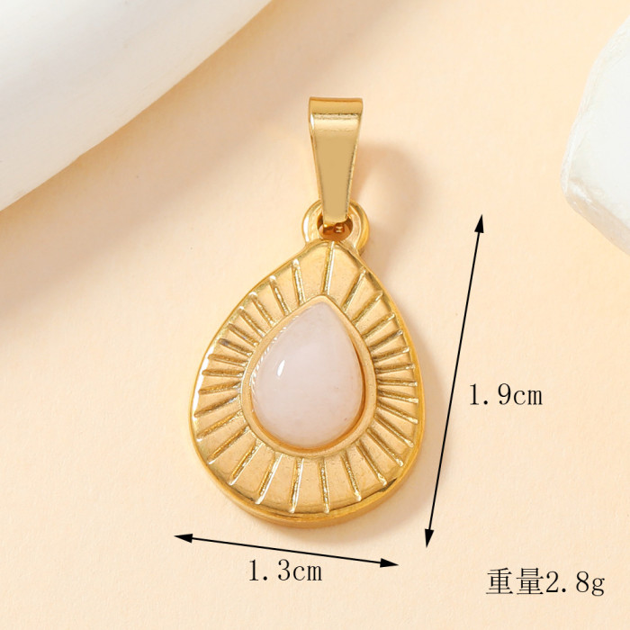 Chic Dainty Elegant 18K Gold Plated Stainless Steel Pink Gem Pendant Handmade DIY Neccklace Bracelet Accessories, Nec...