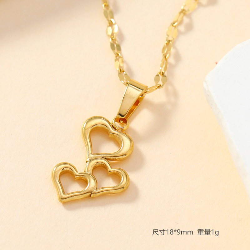 Classic Chic Dainty Elegant 18K Gold Plated Stainless Steel Cross Heart pendant Wholesale Handmade DIY Jewelry Accessories