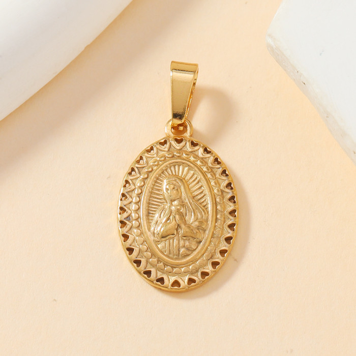 18K Gold Plated Stainless Steel Wheat Pendant Geometric Hollow Square Necklace DIY Accessories