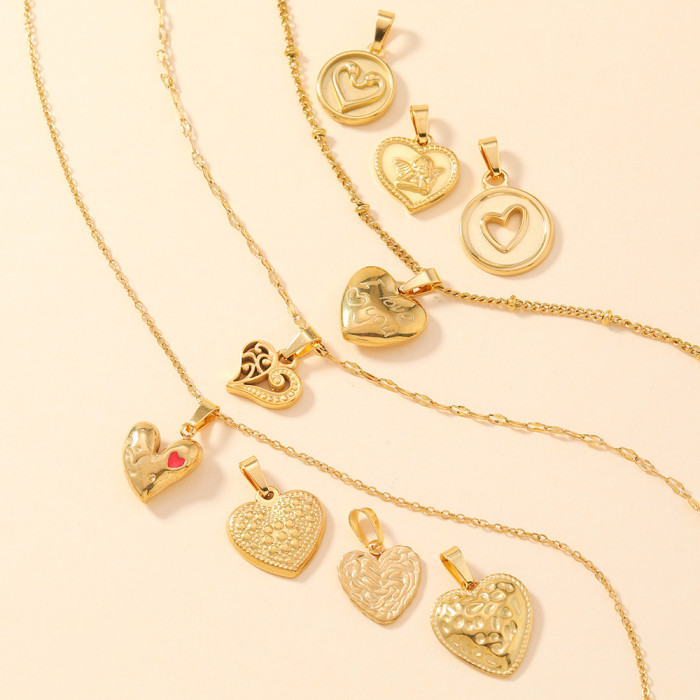Chic Dainty Elegant 18K Gold Plated Stainless Steel Personalized Love Element Women's Necklace Bracelet DIY Pendant