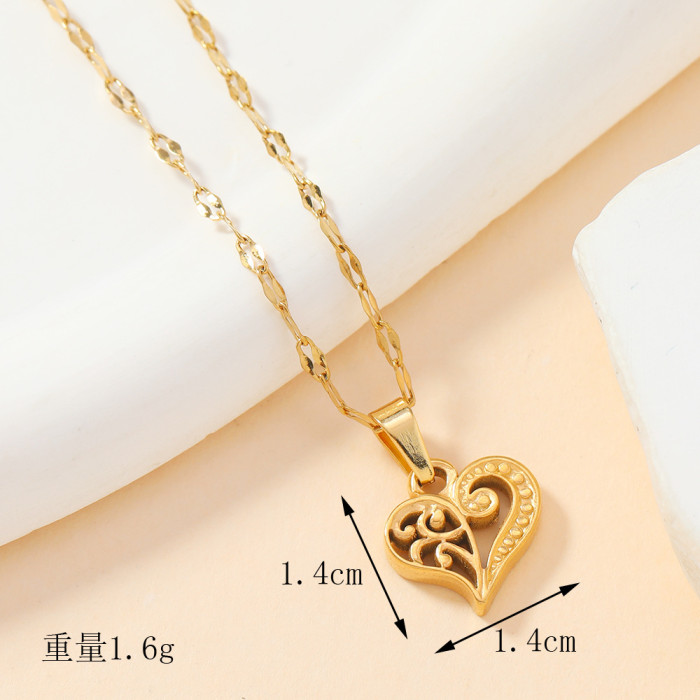 Chic Dainty Elegant 18K Gold Plated Stainless Steel Personalized Love Element Women's Necklace Bracelet DIY Pendant