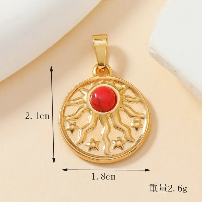 Chic Dainty Elegant 18K Gold Plated Stainless Steel Pendant with Colored Natural Stone Handmade DIY Jewelry Accessories