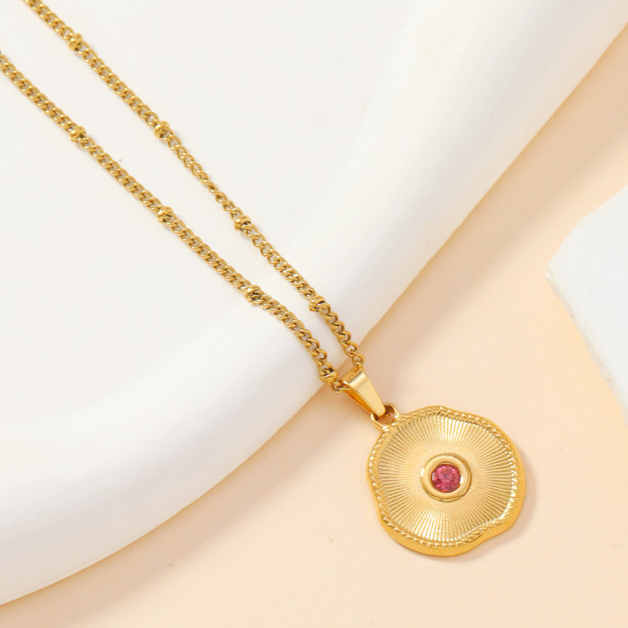 Chic Dainty Elegant 18K Gold Plated Stainless Steel Pendant with Colored Natural Stone Handmade DIY Jewelry Accessori...
