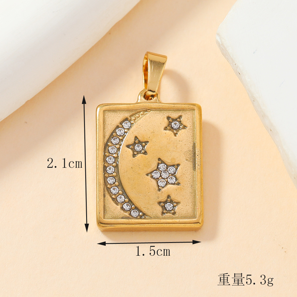 Chic Elegant 18K Gold Stainless Steel Flowers Stars Moon Love Charm Pendant DIY Jewelry