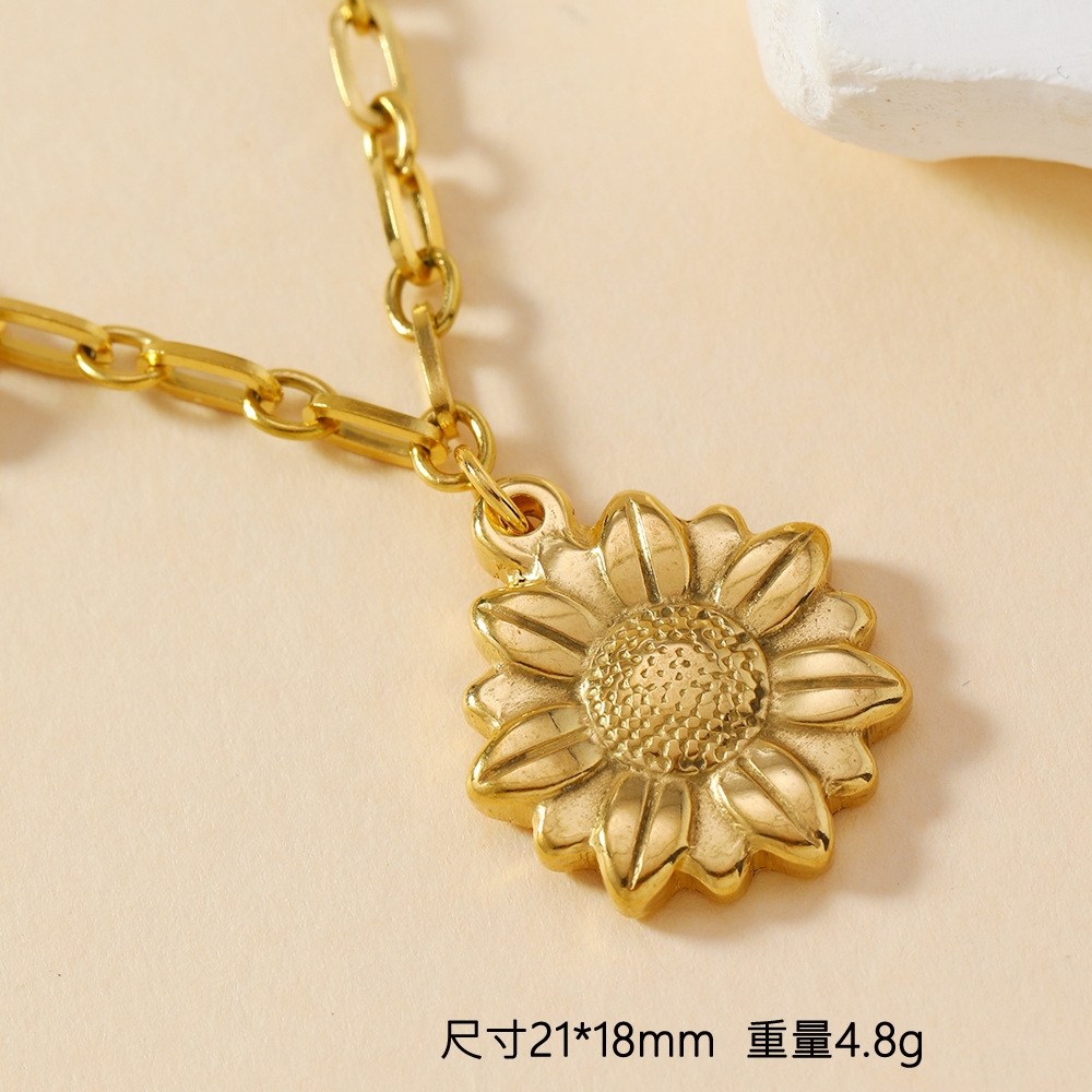 Versatile 18K Gold Plated Stainless Steel Skull Cross Love Flower Bracelet Necklace DIY Pendant Accessories