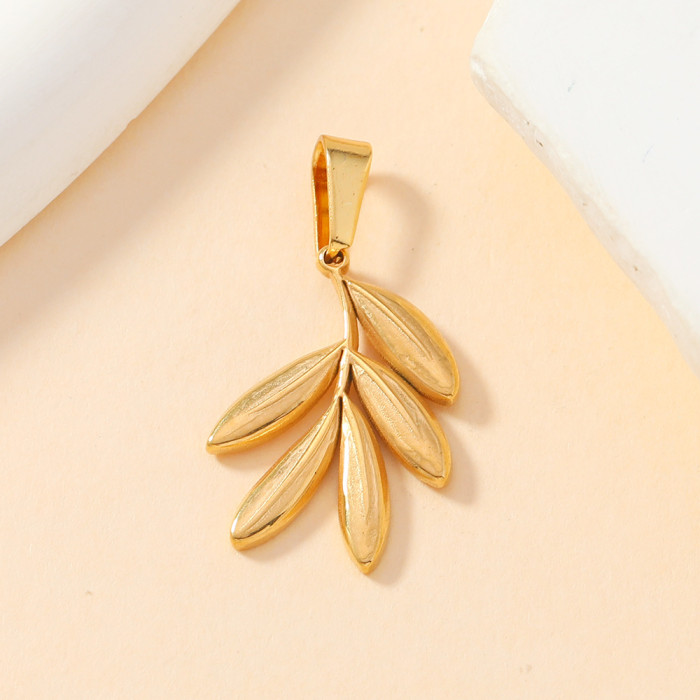 18K Gold Plated Stainless Steel Wheat Pendant Geometric Hollow Square Necklace DIY Accessories