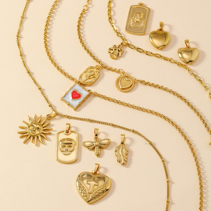 Classic Refined Chic Elegant 18K Gold Stainless Steel Charm Pendant Necklace Bracelet Handmade DIY Jewelry Accessories
