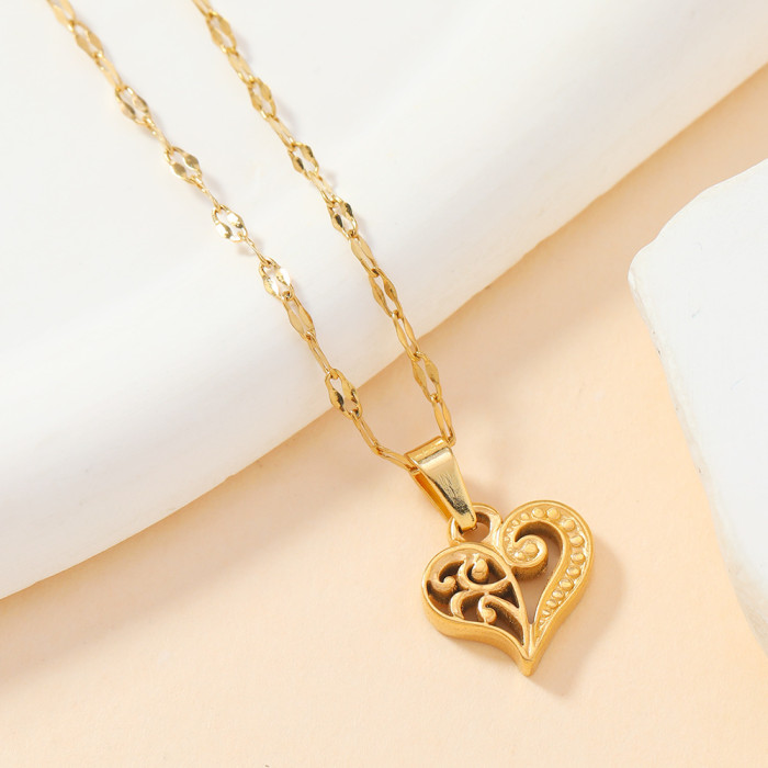 Chic Dainty Elegant 18K Gold Plated Stainless Steel Personalized Love Element Women's Necklace Bracelet DIY Pendant