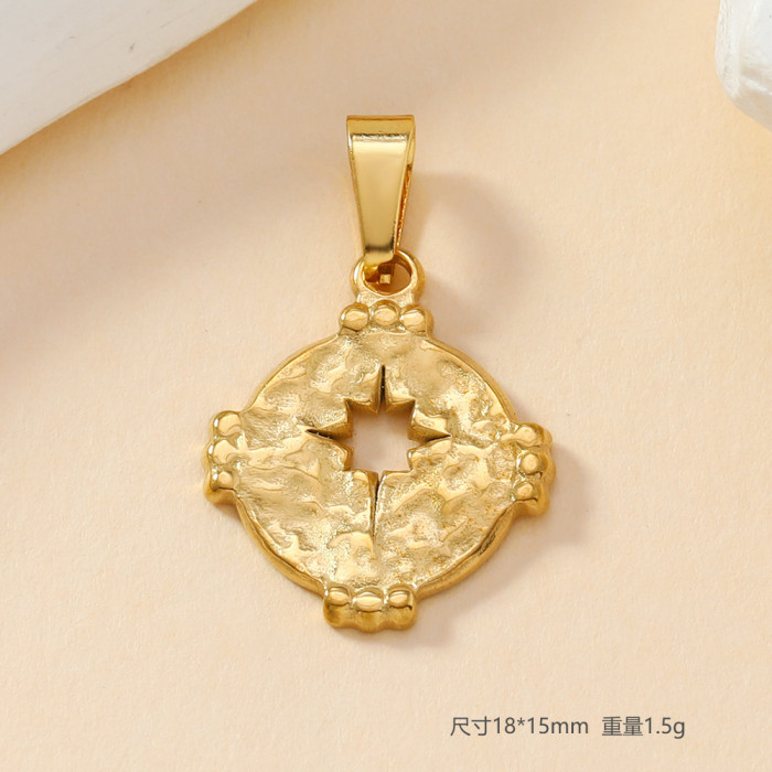 Chic Dainty Elegant 18K Gold Plated Stainless Steel Sun Cross Love Pendant Handmade DIY Jewelry Accessories, Necklaces