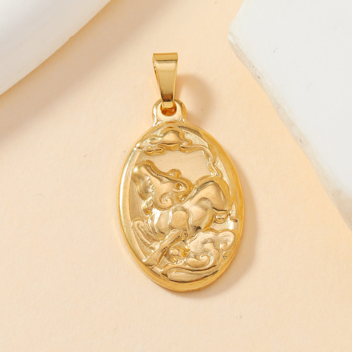 18K Gold Plated Stainless Steel Wheat Pendant Geometric Hollow Square Necklace DIY Accessories