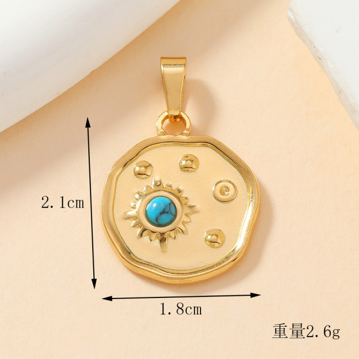 Classic Refined Elegant Women Bracelet Necklace Accessory 18k Gold Plated Colorful Natural Stone Pendant