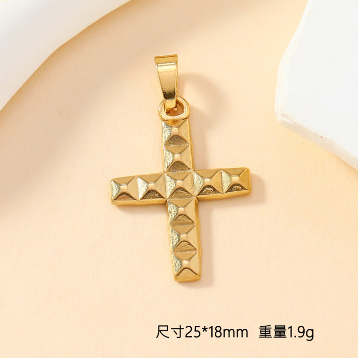 Versatile 18K Gold Plated Stainless Steel Skull Cross Love Flower Bracelet Necklace DIY Pendant Accessories